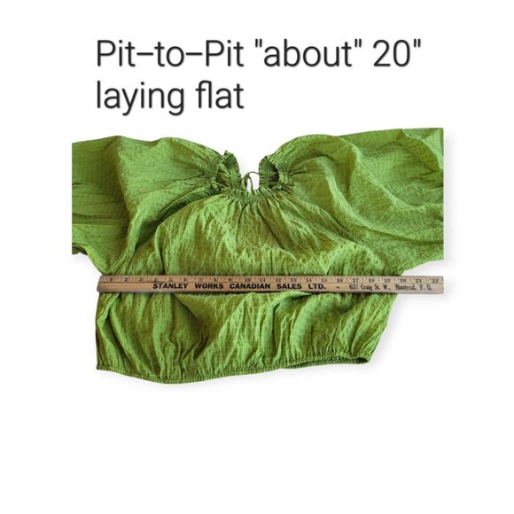 Free People Alicia Top in Lace Fern Green balloon sleeve boho hippie EUC size M - Picture 8 of 12